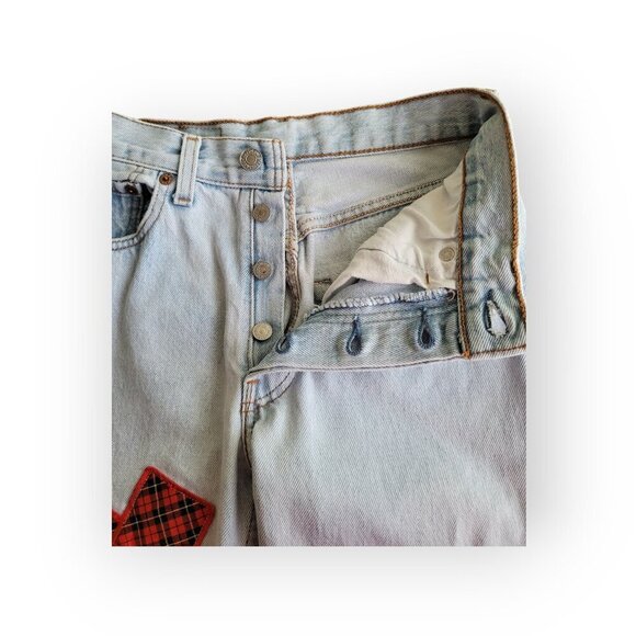 Upcycled Vintage Levi's Patch Straight Leg Jeans XS - Picture 8 of 16